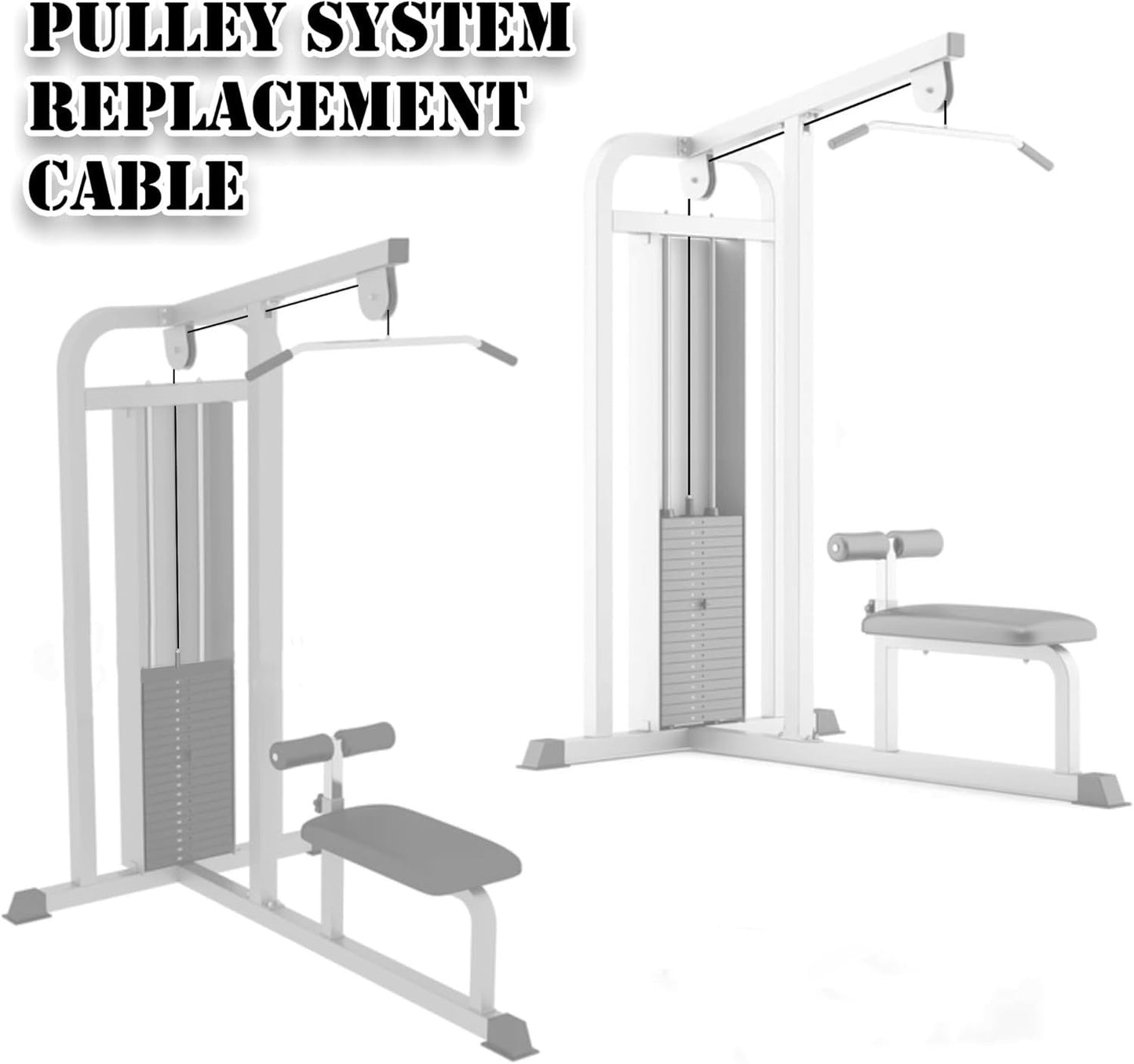 J Bryant Fitness Gym Replacement Cable Fitness Pulley Cable Thick 0.2inch/5mm Heavy Duty Steel Wire Rope for Home Gym Cable Pulley Attachments Machine Accessories (Type-A, 39.3")