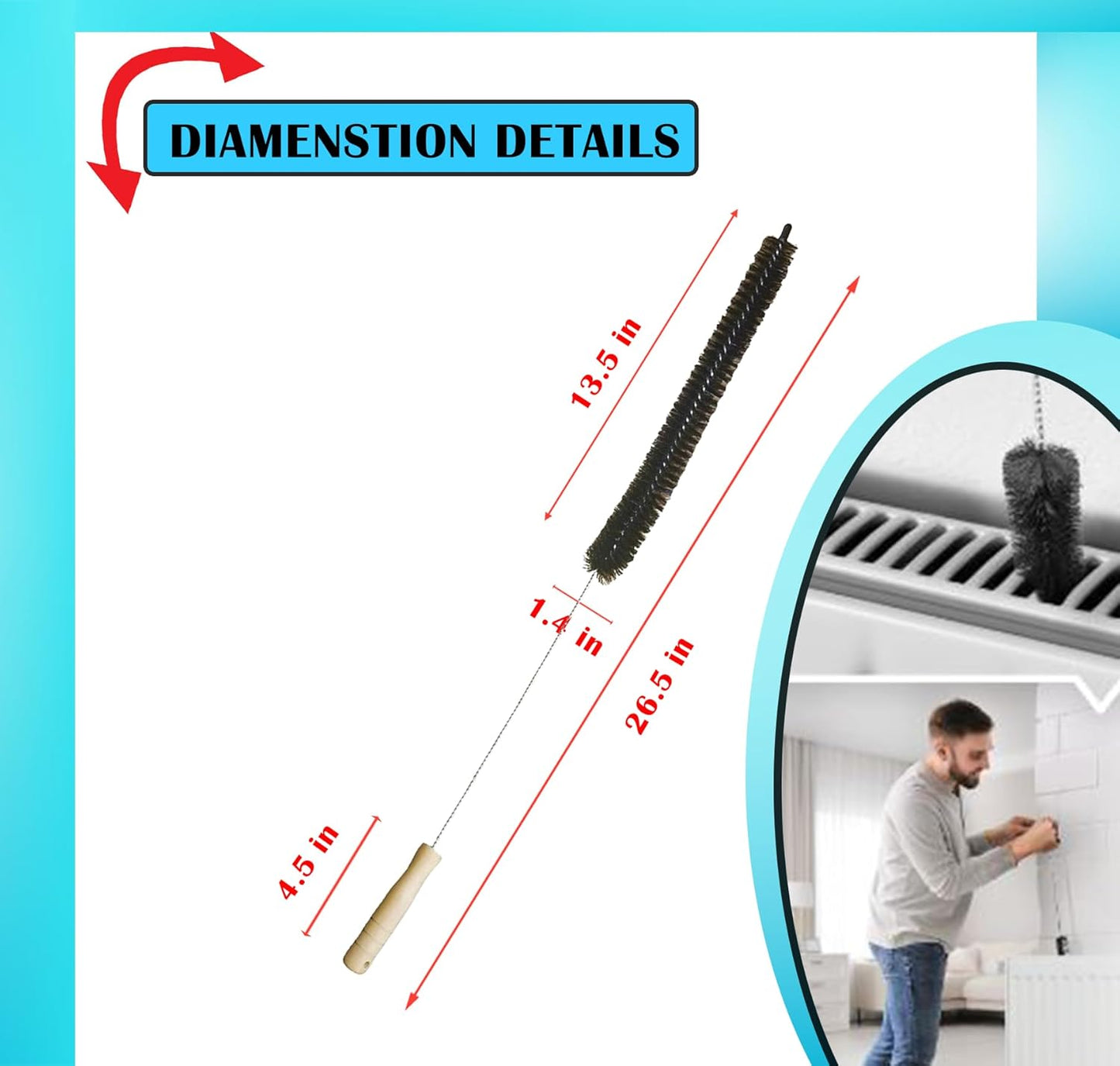 2pcs Dryer Vent Cleaning Kit, Lint Remover Trap Cleaner, Home Essentials, Long Flexible Refrigerator Coil and Vacuum Brush