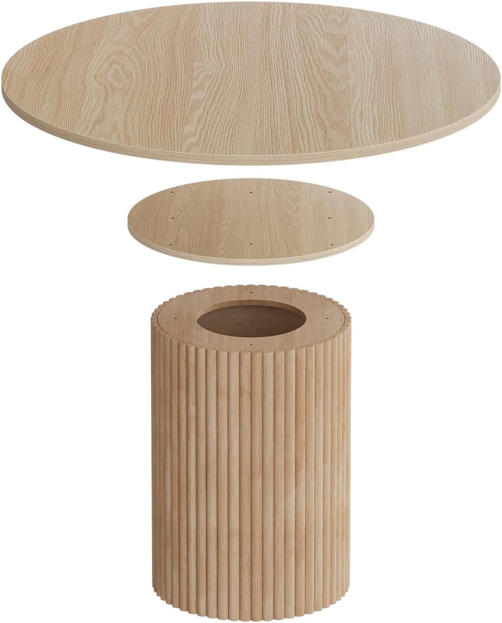 PAKASEPT Round Dining Room Table, 47" Circular Tabletop, Modern Kitchen Table with Solid Wood Pedestal Base, Leisure Coffee Table for 6 People, for Kitchen Dining Room