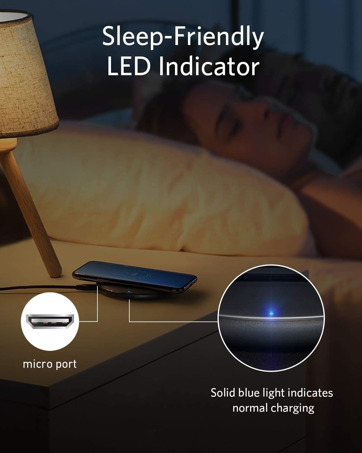 313 Anker Wireless Charger (Pad), Qi-Certified 10W Max for iPhone 14/14 Pro/14 Pro Max/13/13 Pro Max, AirPods (No AC Adapter, Not Compatible with MagSafe Magnetic Charging)