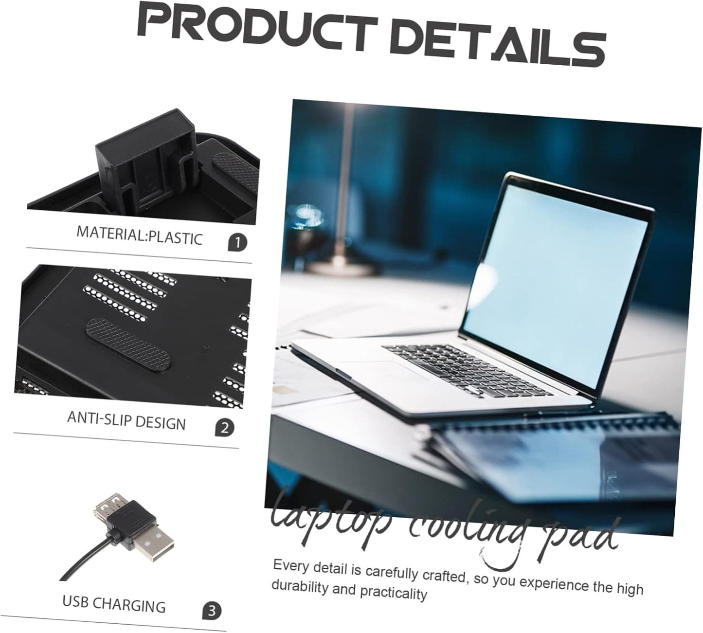 DOITOOL Laptop Cooling Pad with Silent Fan Ultra Thin Design for Laptops USB Powered Notebook Cooler Lightweight and Portable Laptop Stand for Enhanced Heat Dissipation