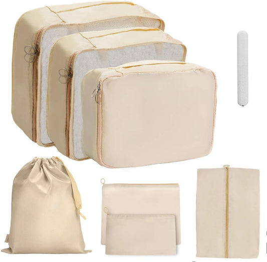 OrgaWise Luggage Organizer, Packing Cubes Set of 9 Waterproof Space-Saving Suitcase Organizer for Suitcase Backpack, Travel Essentials