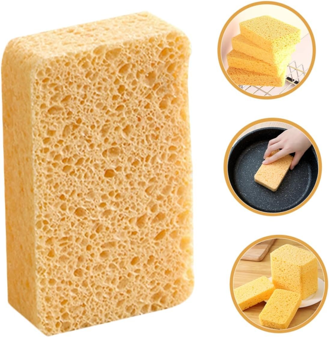 LABRIMP 6pcs Reusable Kitchen Sponge Multi Functional Cleaning Scrub Sponge for Pans Bowls and Cups High