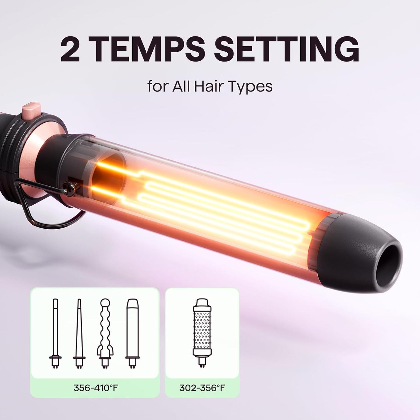 Wavytalk 5 in 1 Curling Wand Set, Multi Curl, Curling Wand Set with Curling Brush and 4 Interchangeable Ceramic Curling Wand(0.5”-1.25”), Instant Heat Up Wand Curling Iron (Rose Gold)