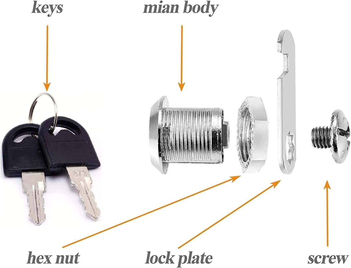 KUYEFGF Cabinets General Tubular Cam Lock Set,5/8 Inch Tumbler Cam Lock,Alike Keyed,3/4 Inch Cylinder,Removable Key Mailbox Tool Box Replacement Lock 16 mm Campers Vans Key Box Lock