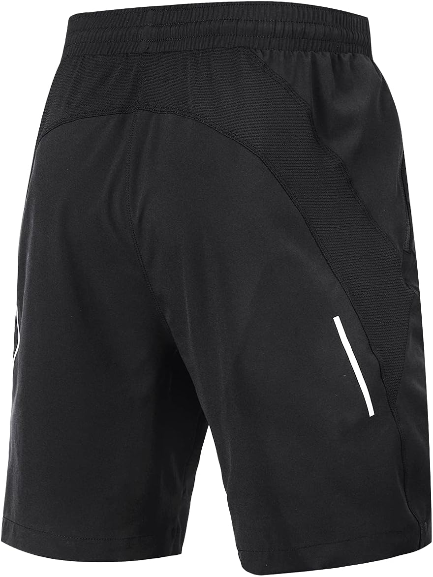 Souke Sports Men's Workout Running Shorts Quick Dry Athletic Performance Shorts Black Liner Zip Pockets
