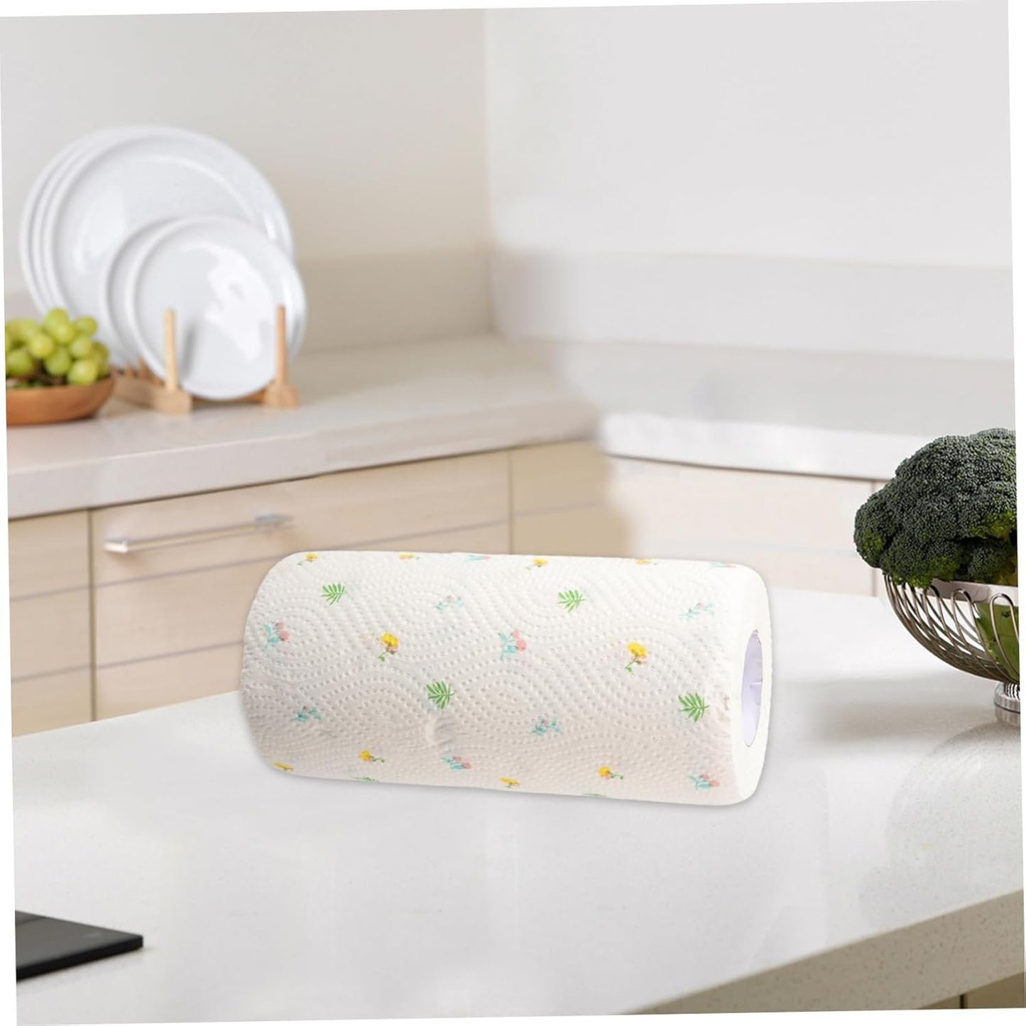 CLISPEED 1 Roll Printed Kitchen Paper Towels Absorbent Durable Oil Absorbing Design for Spill Cleanup Random