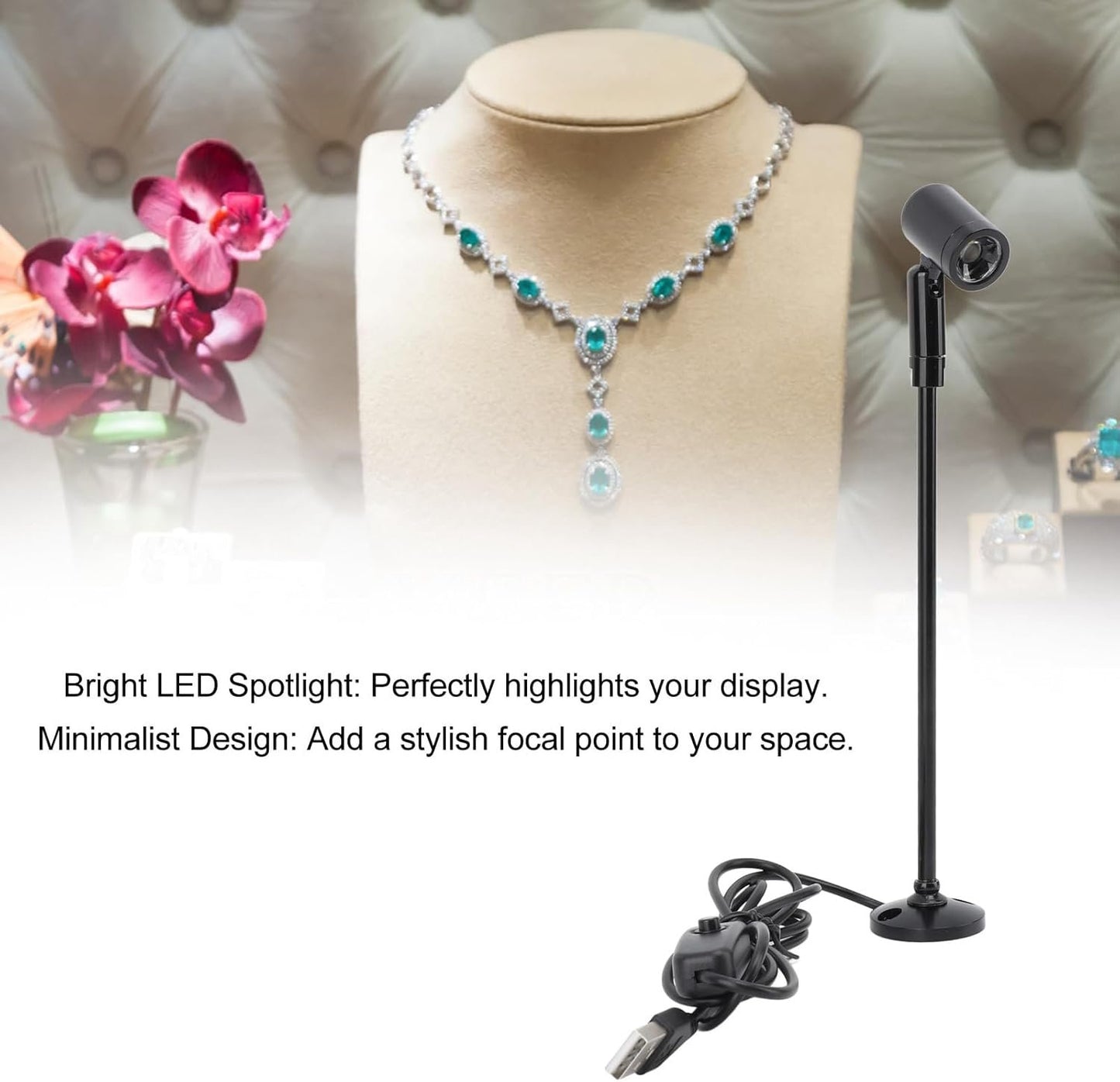 Floor Standing Cabinet Spotlight, Portable and Versatile Mini Spotlight, LED Lamp for Painting (White Light)