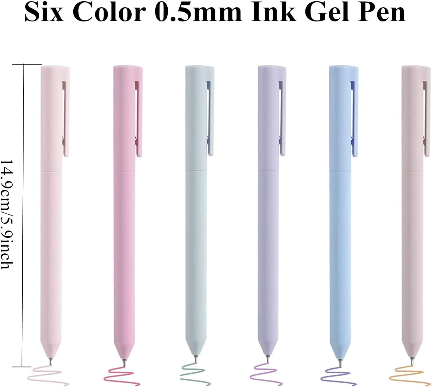 SAHENITEANA 6Pcs Colored Gel Pens, Pastel Ink Colors, Quick Dry Ink Pen Fine Point 0.5mm Smooth Writing for School Supplies Journaling Notetaking Stationery (Morandi)
