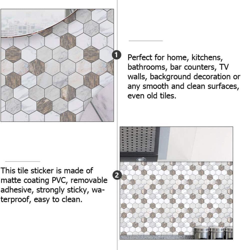 CLISPEED Tile Stickers 10 Pcs Kitchen Backsplash Tile Decals Peel and Stick Wall Sticker Self Adhesive Peel Stick Vinyl Adhesive Stickers for Staircase Home Decor Removable Wall Stickers