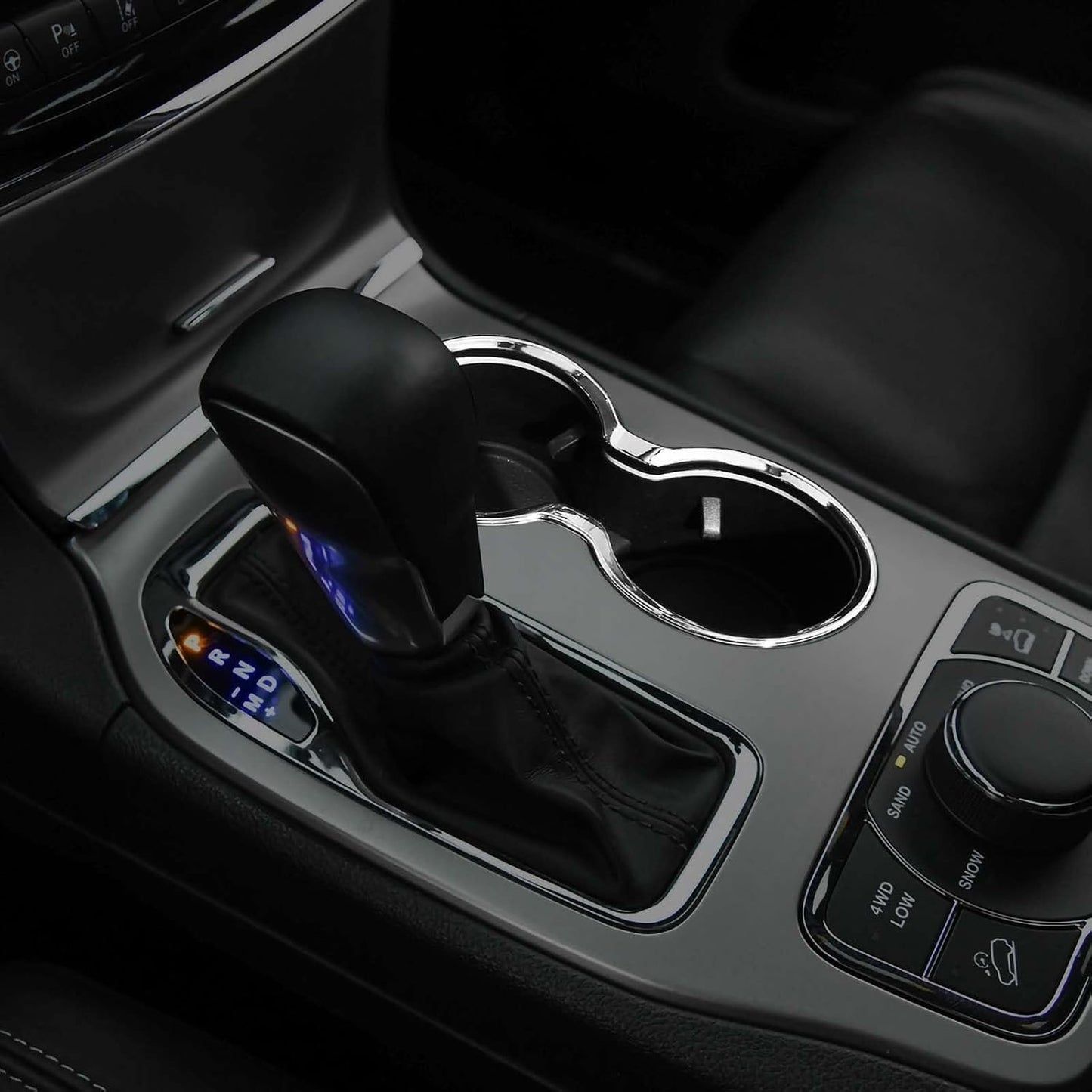 Cup Holder Trim Cover Frame Decorative Interior Accessories for Jeep Grand Cherokee 2011-2021 (Chrome)