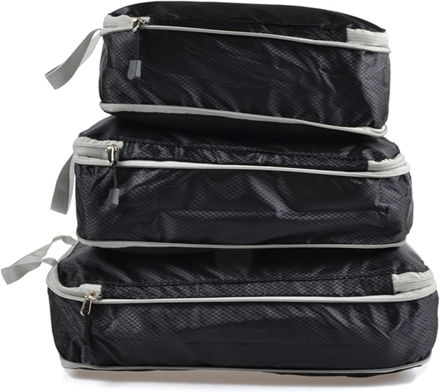 3Pcs Compression Packing Cubes for Suitcases Extensible Organizer Bags Travel Luggage Organizer Packing Light-Weight Bags Suitcase Organization Set Black