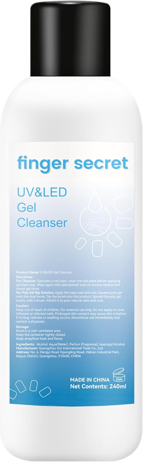 Gel Cleanser for Nails,finger secret Gel Nail Cleanser 240ml,Fresh UV&LED Gel Cleanser,Nail Surface Cleanser for Gel Nails,Nail Cleaning Solution for UV Gel Nail Polish Gel Lacquer Nails Care