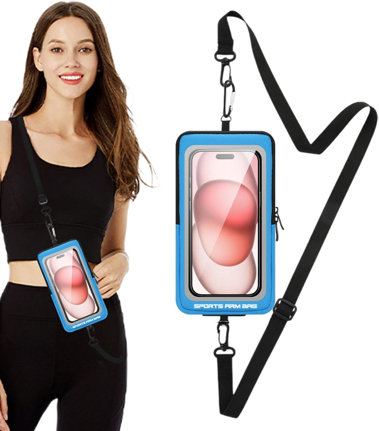 Phone Armband, Adjustable Phone Arm Bands, Waterproof Wrist Bag, Storage Pouch & Outdoor Workout Gear, Ideal for Smartphones, Exercise, Hiking, and Travel Gear, 7.48x4.13 inches