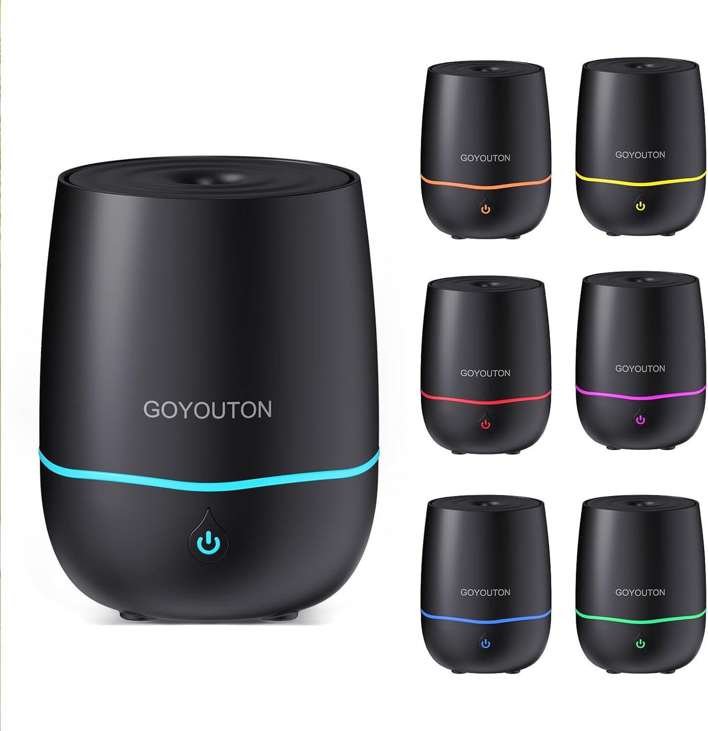 Essential Oil Diffuser, 200ML Diffusers for Home Scent Aromatherapy Diffuser Air Desk Humidifier Aroma Diffuser for Bedroom Room Office with 7 Color LED Lights Quiet Waterless Auto Shuts-Off (Black)