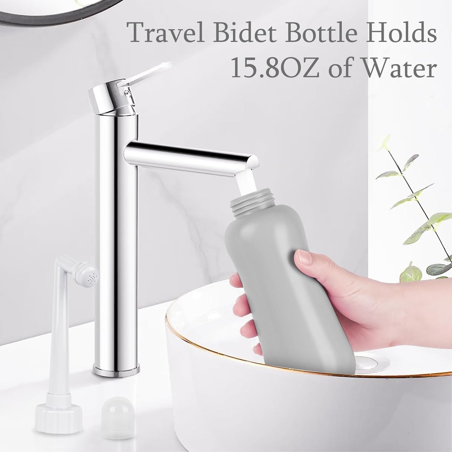 Portable Bidet Travel Large Capacity 450ml(15oz) Personal Bidet Toilet Handheld Bidet Gray