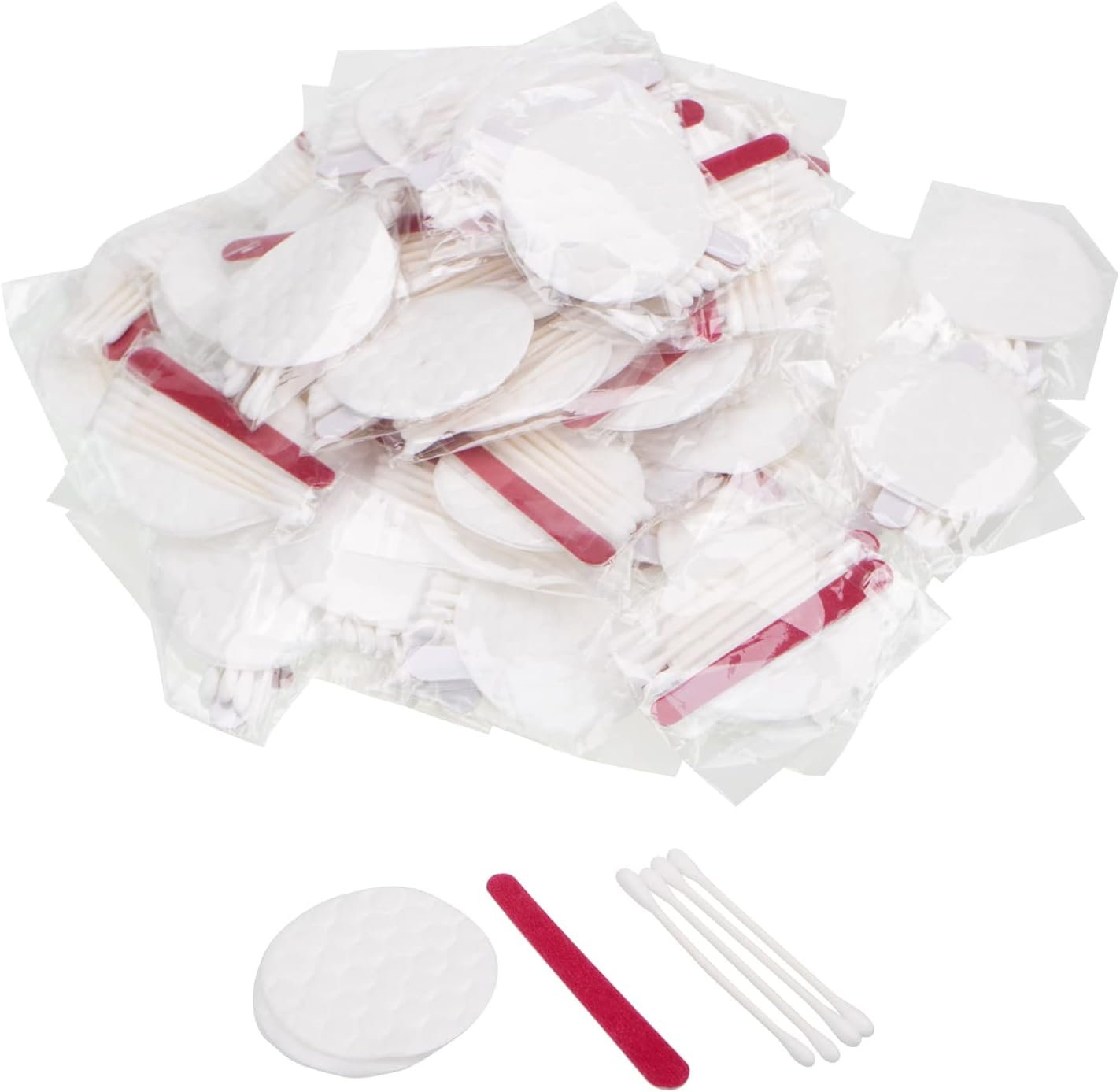 100 Set Hisposable Hotels Cosmetic Vanity Amenities Hospitality Makeup,Disposable Travel Amenities Kit Bulk, Each Includes Cosmetic Cotton Pads, Cotton Swabs, Nail File for Motels Makeup Toiletries