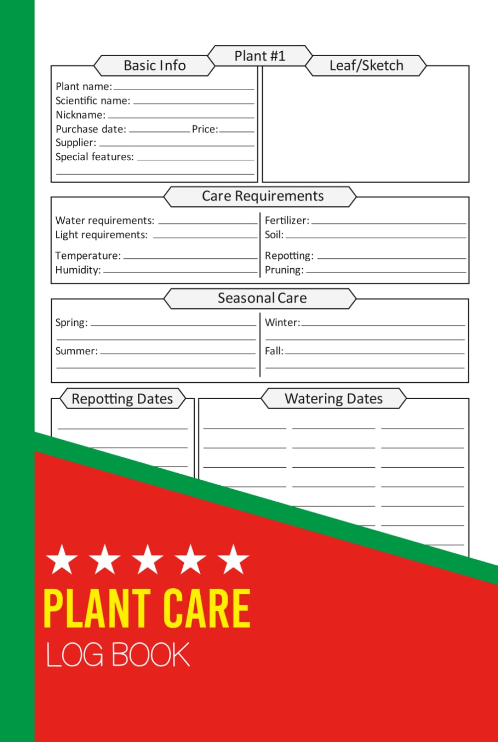 Plant Care Journal Log Book: 6x9 inches | 110 Pages