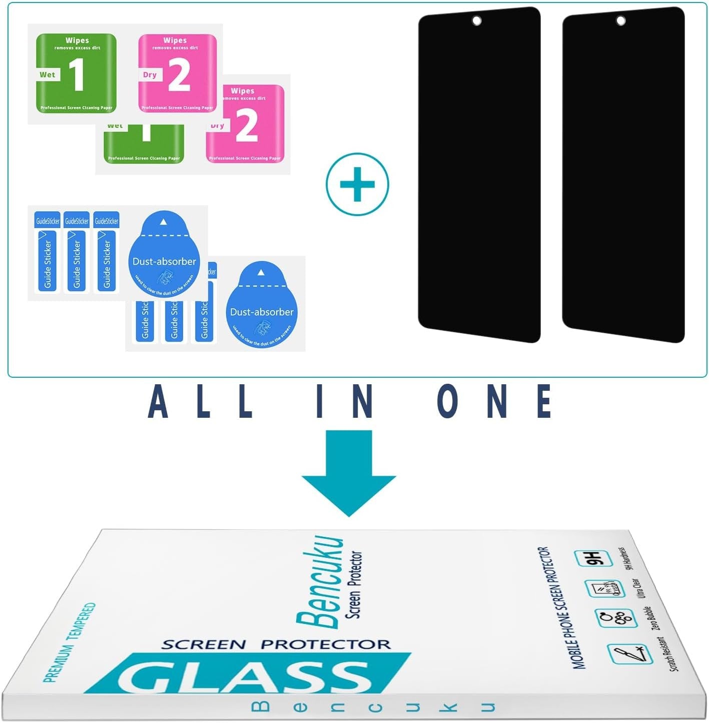 Bencuku (2 Pack) Privacy Screen Protector Designed for Samsung Galaxy S24 5G Anti-Spy Tempered Glass, Fingerprint ID Compatible, Anti Scratch, Bubble Free