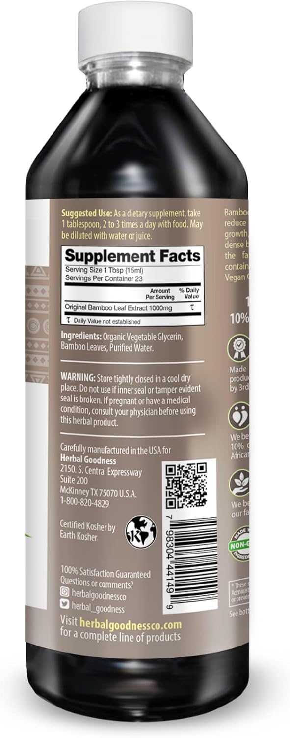 Herbal Papaya Bamboo Silica Supplements Organic Extract 12oz - Liquid Silica with Organic Hair, Skin and Nails Vitamins As Well As Bone and Joint Support