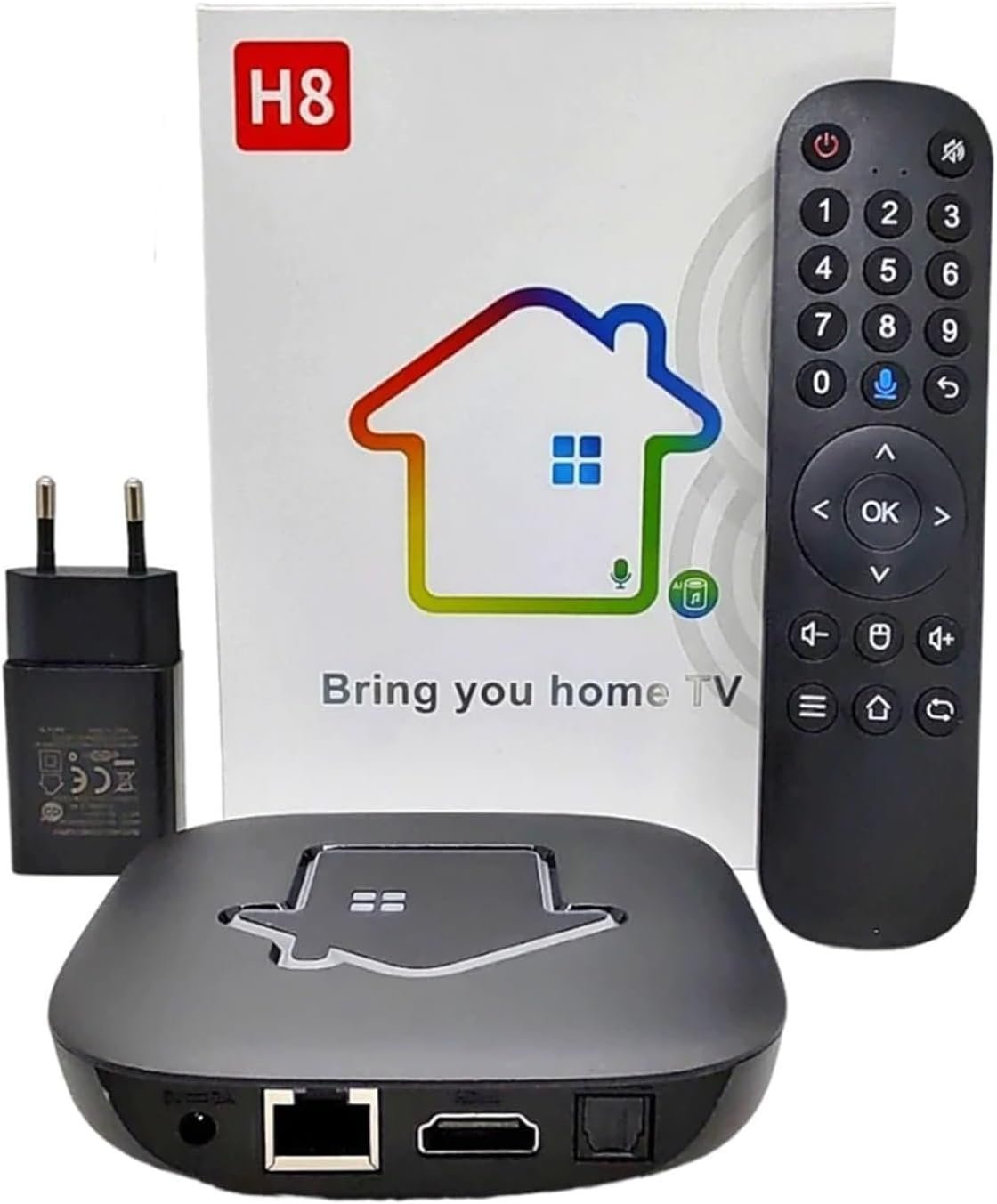 2025 H8 Brazil TV Box New Version Brazilian TV Box 2GRAM+16GROM HDMI Ultra HD USB2.0/3.0 Dual Band WiFi 2.4/5G - Supports Alexa