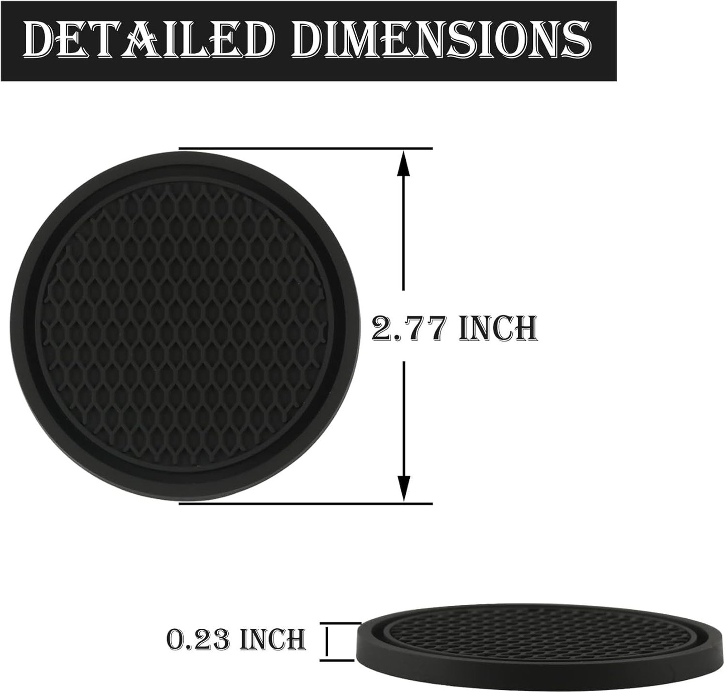Custelen Universal Non-Slip Car Cup Coaster - Set of 4 Black Embedded Ornaments Cup Holders for Car Interior Accessories