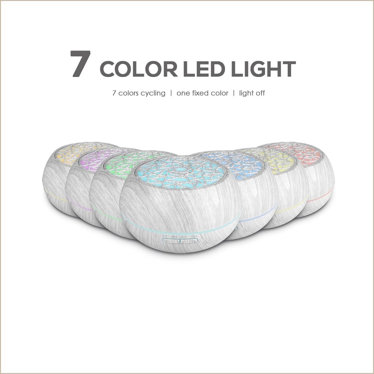550ml Large Capacity Essential Oil Diffuser Aromatherapy Ultrasonic Diffusers Humidifier with Timer and 7 Color LED Night Light Setting Auto-Off Function White Wood Grain for Home Office Spa