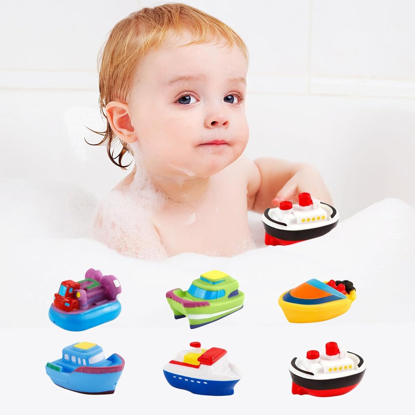 Bath Toys, Swimming Water Toys Set, 6-Pack Toddler Bathing Play Supplies for Boys Girls, Floating Pool Entertainment Toys for Bathtime and Outdoor Fun