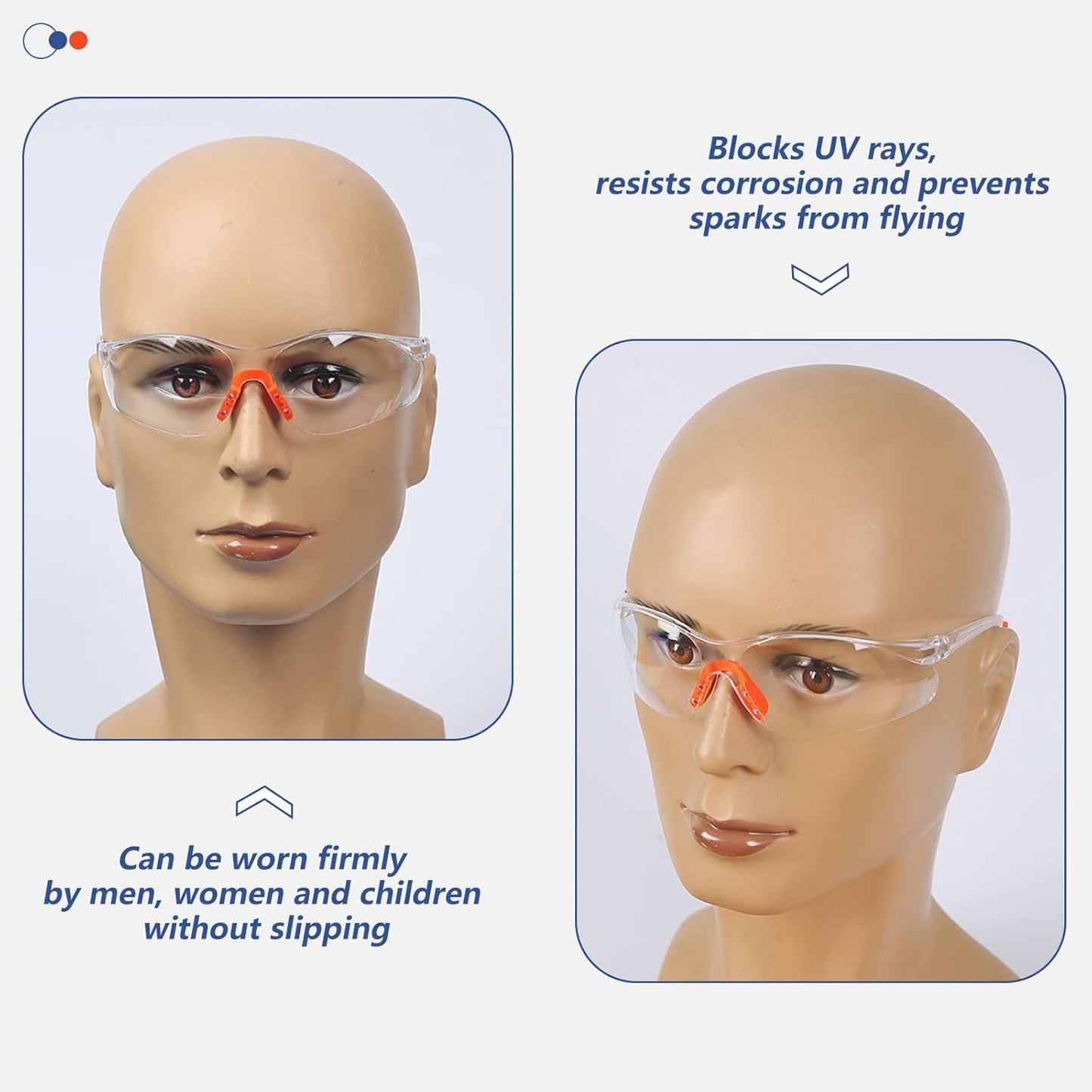 LFRANK 8 Pack of Safety Protection Glasses-Protective Glasses, Safety Goggles Eyewear Eyeglasses for Eye Protection with Clear Plastic Lenses and Featuring Rubber Nose and Ear Grips