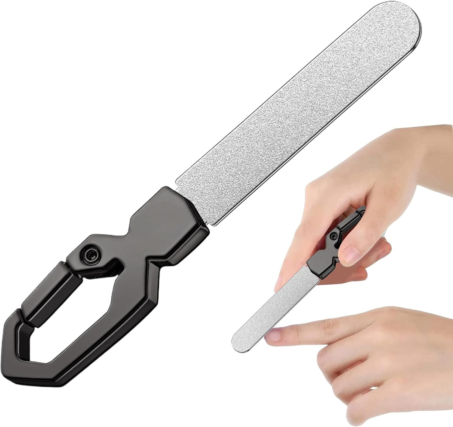 Mimoqk Metal Fingernail File, Double Sided Stainless Steel Nail Grinding Tool, Portable Nail Care Accessory Women, Men, and Toenail Grooming, Personal Hygiene for Home Use, 3.5inch