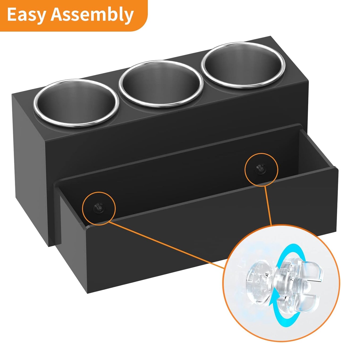 NIUBEE Hair Tool Organizer, Acrylic Hair Dryer and Styling Holder, Bathroom Countertop Blow Dryer Organizer, Vanity Storage Stand for Accessories, Makeup, Toiletries (Black)