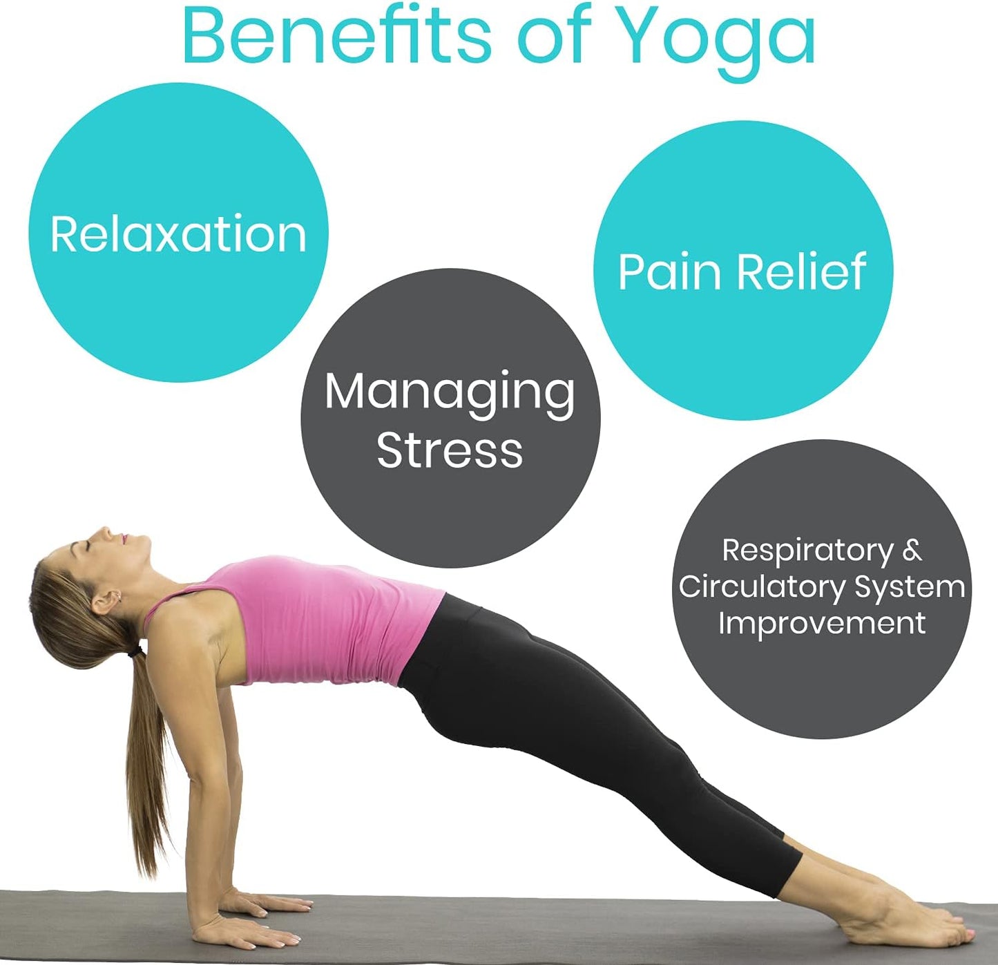 Vive Yoga Poster - Poses for Beginners and Experts - Mat Exercise Home Gym Workout Accessories Set- Double Sided Laminated Flow Chart Accessory - Instructional Guided Routine - for Women, Men