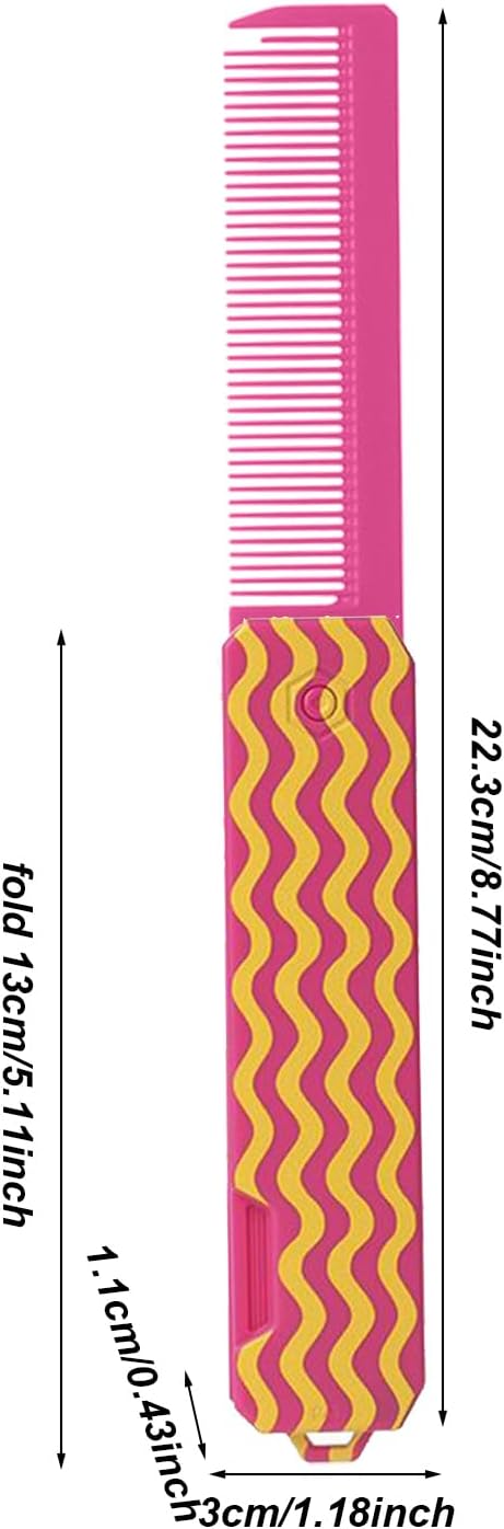 Pocket Comb, Fine and Wide Tooth, Folding Styling Tool, Portable Design, Sturdy Lightweight Material, Suitable for Hair, Beards, Mustaches, Women, Girls, Travel Use