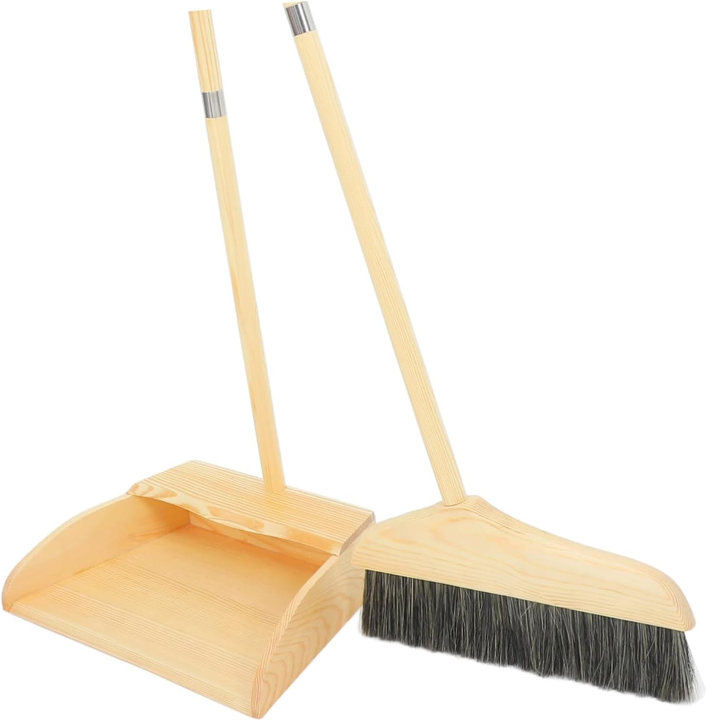 ROMISBABA Set di Scope E Palette per La Pulizia della Casa Essential Home Cleaning con Manico Lungo per Pavimenti Kit Scopa E Paletta per Interni