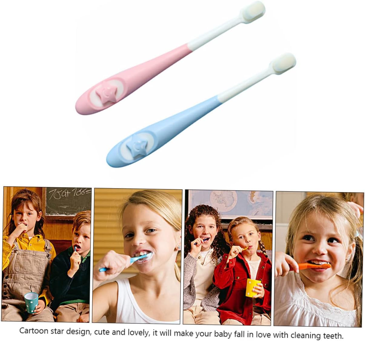 WOFASHPURET 2Pcs Bristle Toothbrush Soft Oral Care Brush for Ages Ergonomic Design with Cartoon for Newborns