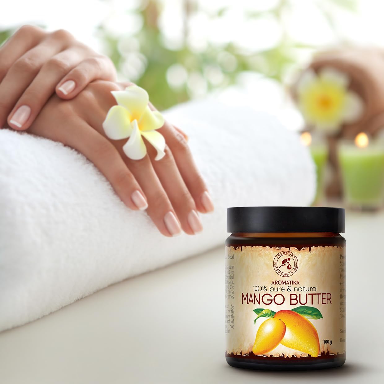 Mango Butter 100 g - Mangifera Indica - Indonesia - 100% Natural and Pure - Refined - Intensive Care for the Body - Hair and Skin - Nail Care - Hands - Lips - Massage - Cosmetics