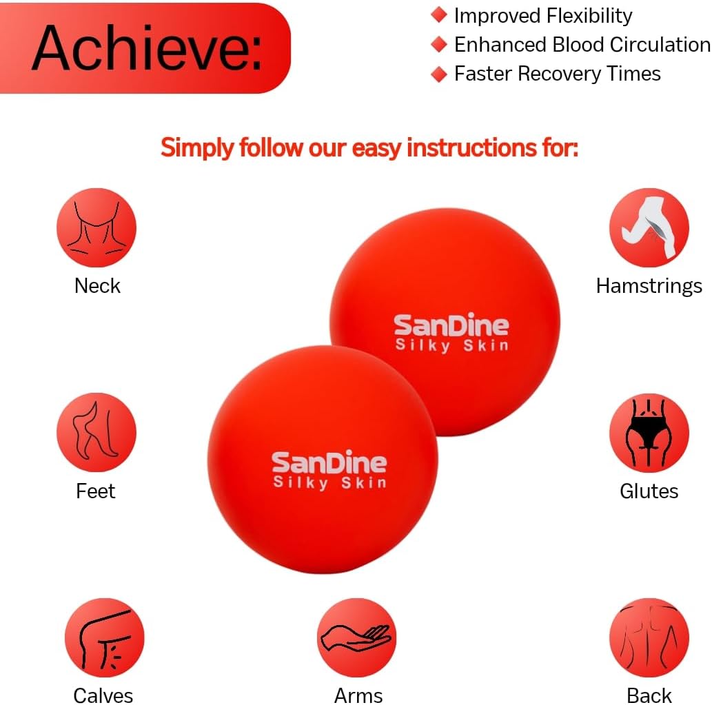 Sandine Lacrosse Massage Balls for Deep Tissue Massage, Relieve Muscle Tension and Pain, Improve Flexibility, Ideal for Trigger Point Myofascial Therapy