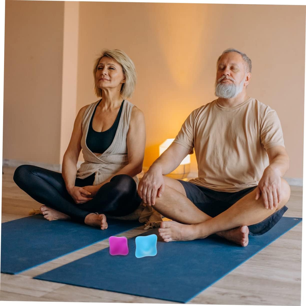 JOINPAYA 2 Pezzi Sfera Con Impugnatura Esagonale Dito Recupero Circolazione Mano Muscoli Terapia Massaggio Stretta Palla Palline Massaggianti Per Punti Di Agopuntura Blu Gel Di Silice