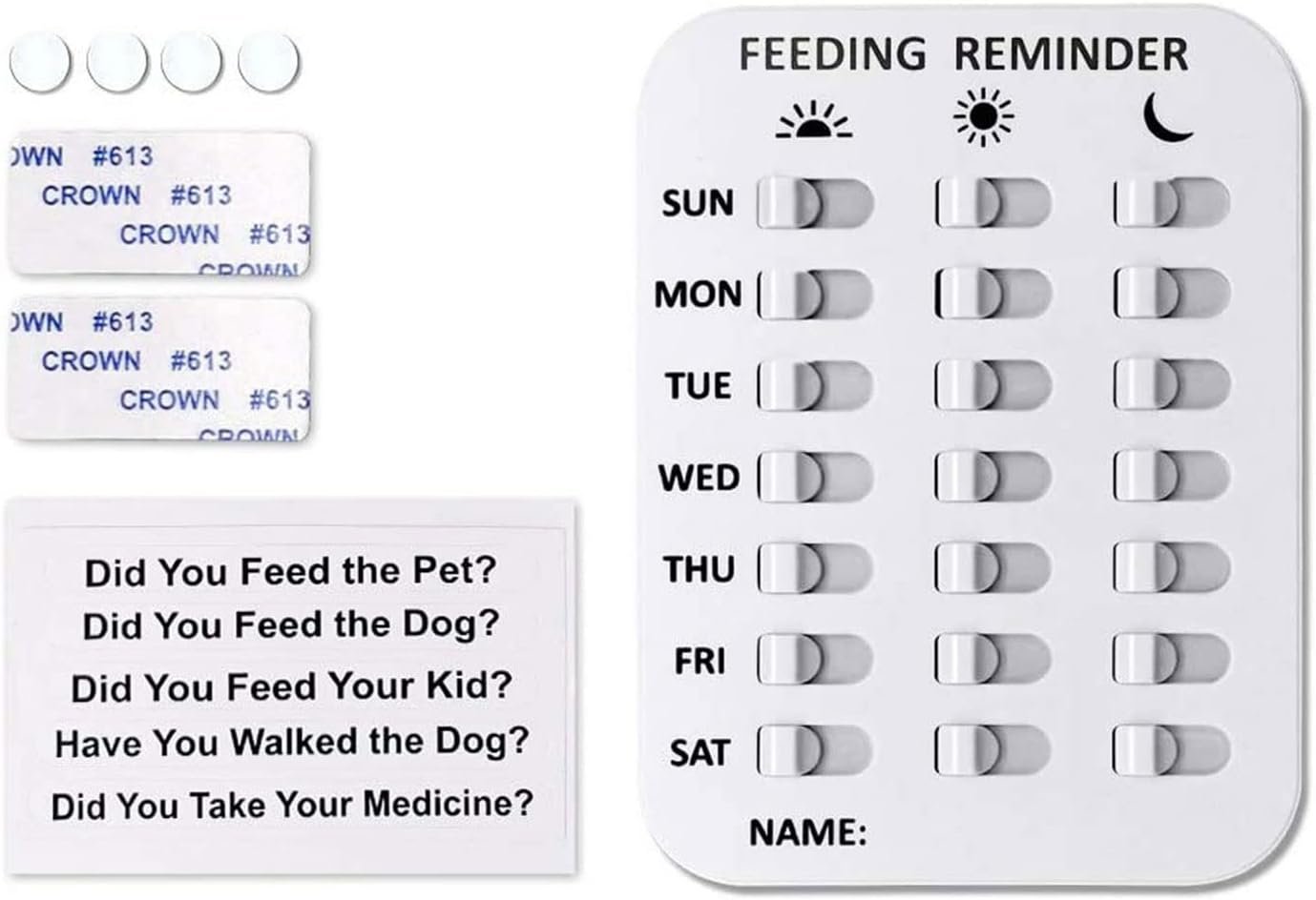 Wmzjnljy 1pc Pet Feeding Reminder, Magnetic Dog Feeding Reminder Sticker 3 Times a Day for Your Puppy Dog Cat(M08-1)