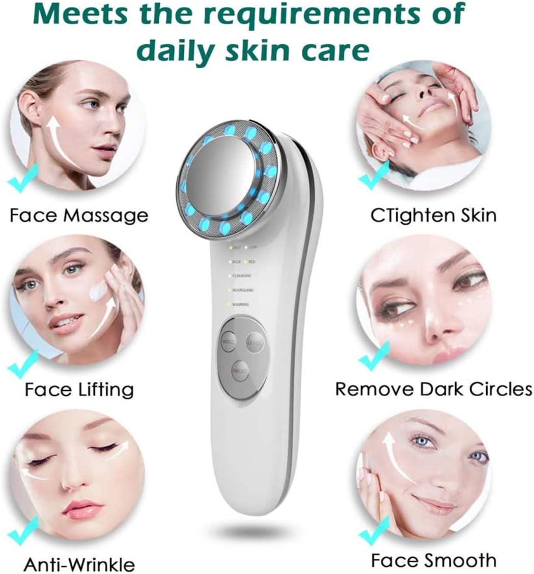 Facial Massager, Skin Care Tools 7 in 1 Face Cleaner Lifting Machine, Face Massager Wrinkles Face Tightening Machine for Skin Firming High Frequency Facial Machine