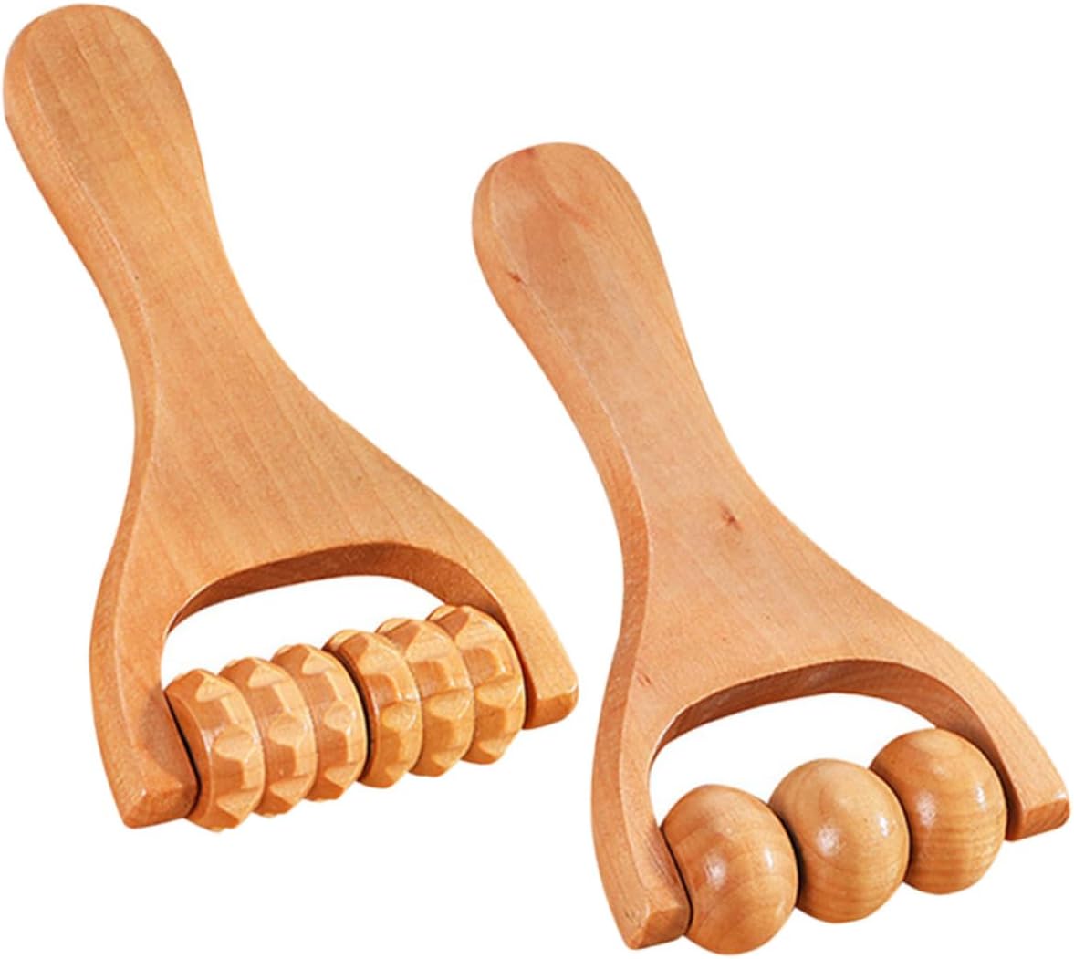 WRITWAA 1 Set Strumento A Rulli Massaggi Attrezzo Massaggiatore A Per Piedi Massaggiatore Cervicale Strumento Di Massaggio Manuale Strumenti Di Massaggio Corporeo Di Legno 2 Pezzi