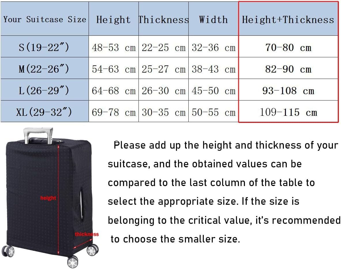 LEAFOREST Spandex Elastic Water Resistant Protective Travel Suitcase Cover Fits 19-32 Inch, Black, M, Dress Up