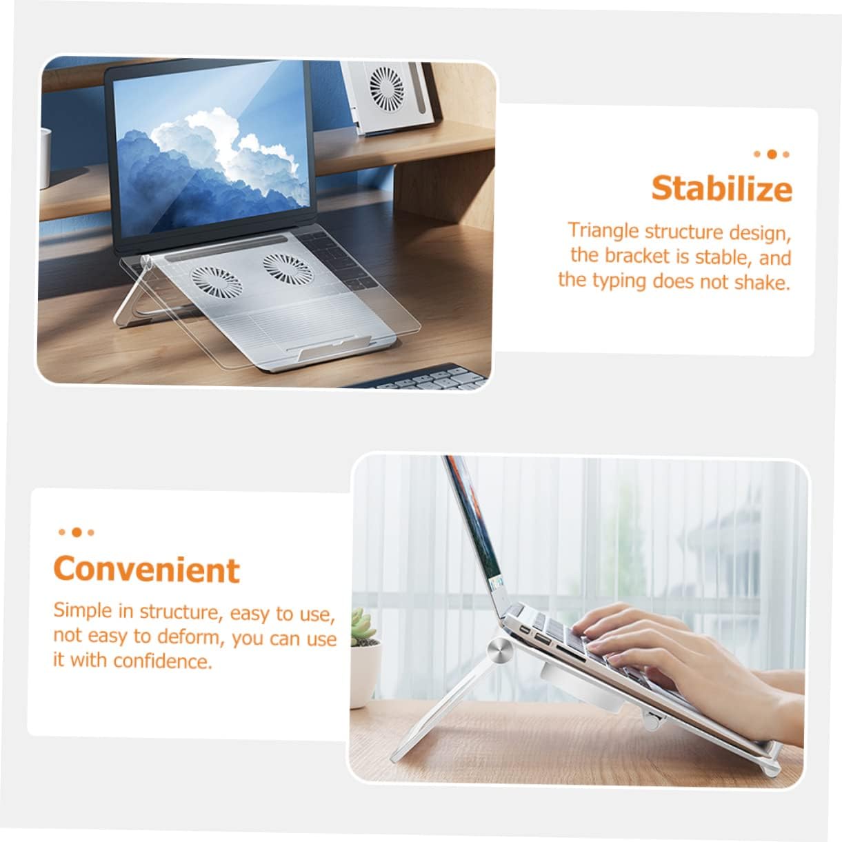LABRIMP Laptop Stand with Height and Dual Cooling Fans Multipurpose Notebook Holder for Enhanced Stability and Ergonomics Compatible with All Laptops