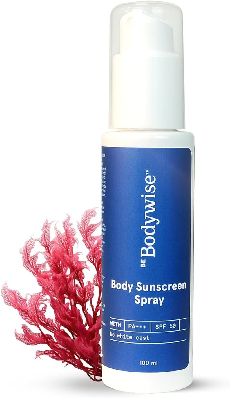 Be Bodywise Sunscreen Spray SPF 50 PA+++ 100ml | With SunCat DE Technology | Protects Skin from UVA/UVB Rays & Slows Down Signs of Aging | 1% Niacinamide, 1% Red Algae & 2.5% Glycerin | Fragrance Free