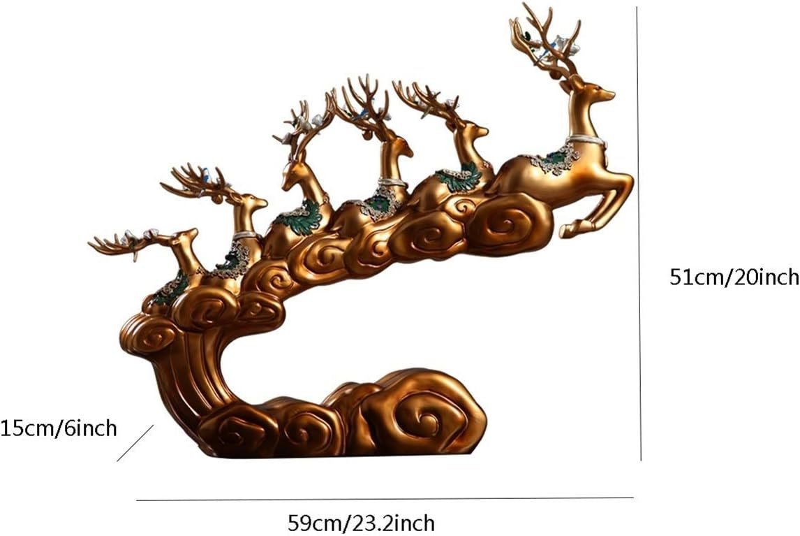 Weiping Sculpture Accent Entrance Living Room Feng Shui Deer Office Table Decoration Desk Ornaments Home Deer Statue Crafts Gift Objects Animal Sculpture Table Statue