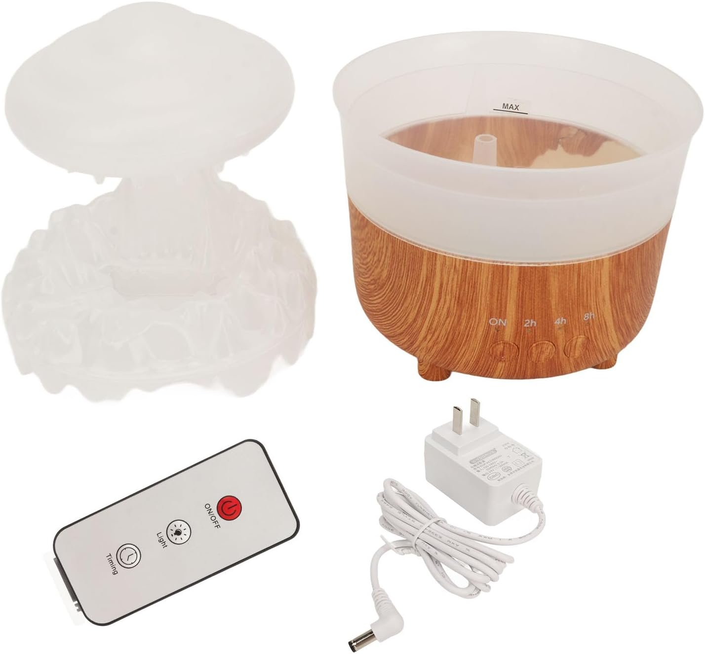 Rain Cloud Humidifier Water Drip, Aromatherapy Essential Oil Diffuser with 7 Colorful LED Lights, Remote Control, Desktop Mushroom Oil Diffuser Gift for Sleeping Relaxing (Wood