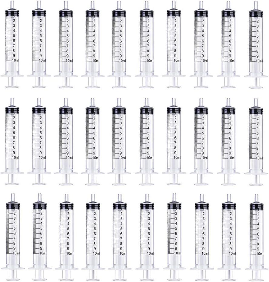 30 Pcs 10ml Plastic Syringe with Measurement, Without Needle, Suitable for Feeding Pets Watering Refilling(10ml,30pcs)