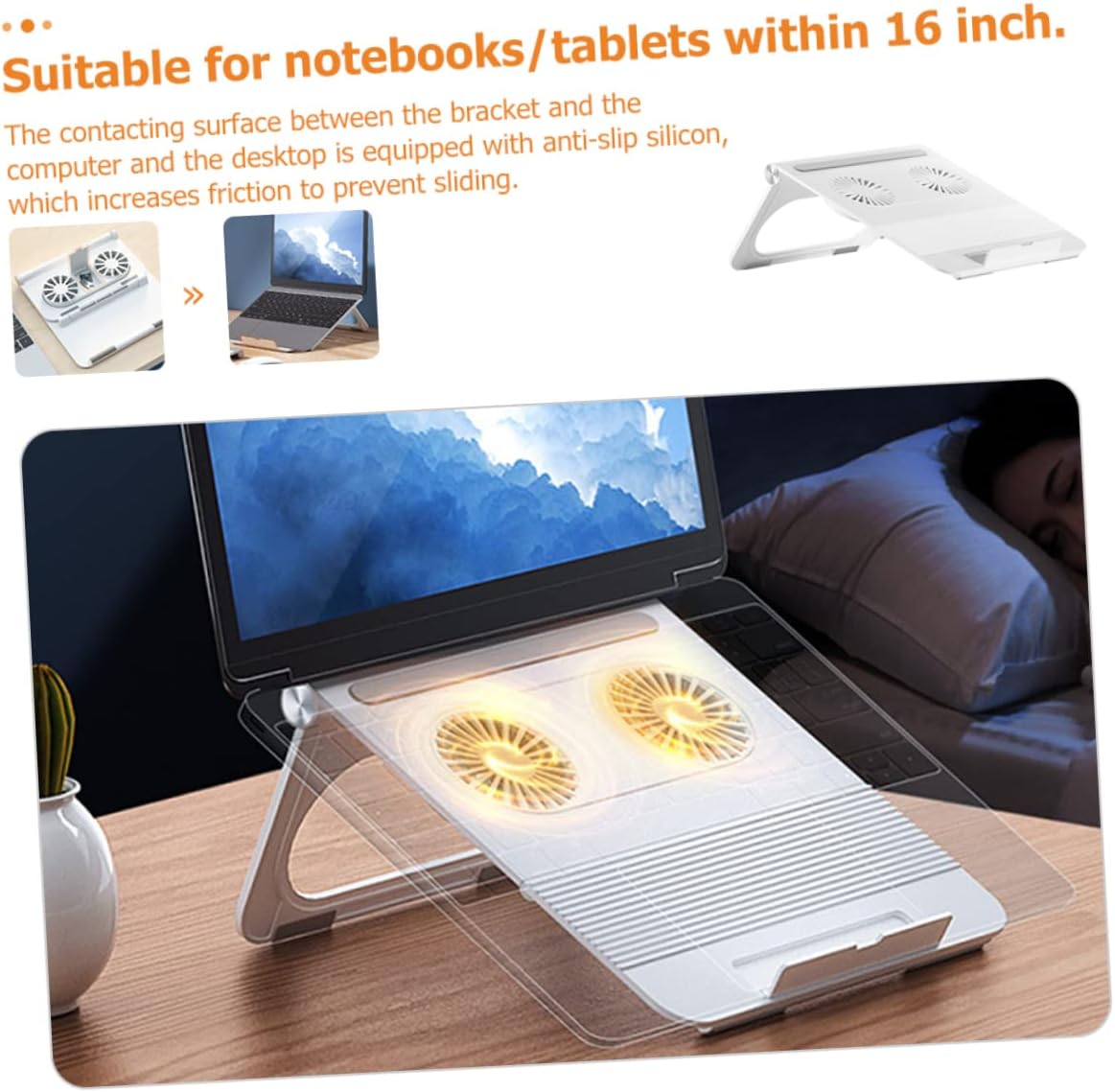 LABRIMP Laptop Stand with Height and Dual Cooling Fans Multipurpose Notebook Holder for Enhanced Stability and Ergonomics Compatible with All Laptops