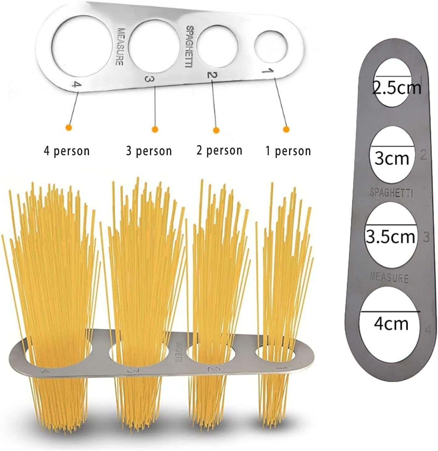 Pasta Spaghetti Measurer Tool, 2PCS Stainless Steel Pasta Portion Control Gadgets Noodle Portion Measure Kitchen Cooking Tool