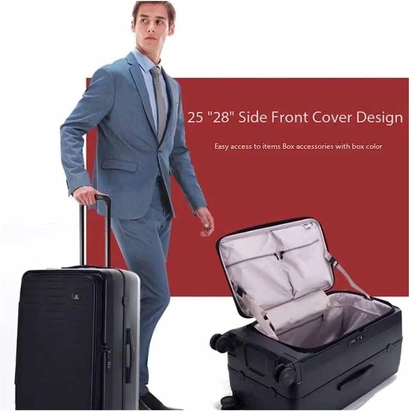 Luggage Suitcases with Wheels Large-Capacity Aluminum Frame Luggage Security TSA Combination Lock Carry On Luggage Drop-Proof Suitcase Travel Gear(Blue)
